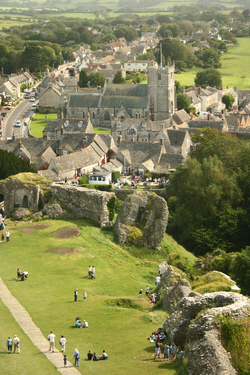 View of Corfe from the Castle