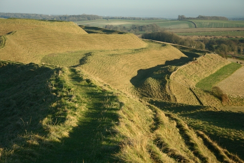 Concentric rings of Maiden Castle iron age fort
