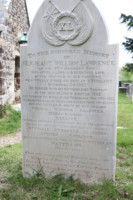 Gravestone of Sergeant William Lawrence at Studland